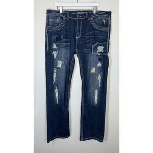 Affliction BLAKE Straight Jeans Fleur Pockets 38x34 Vtg. Y2K